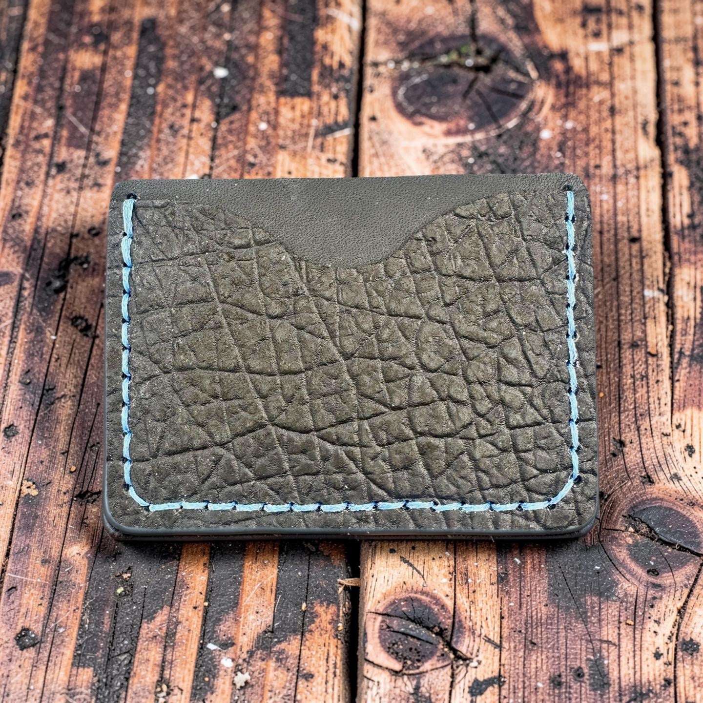 Midnight Black Hippo Leather Minimalist Wallet