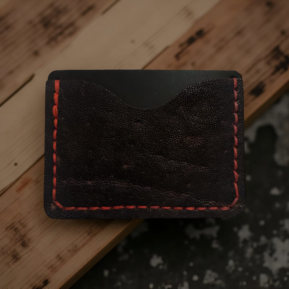 Red Ember Elephant Leather Minimalist Wallet image 0